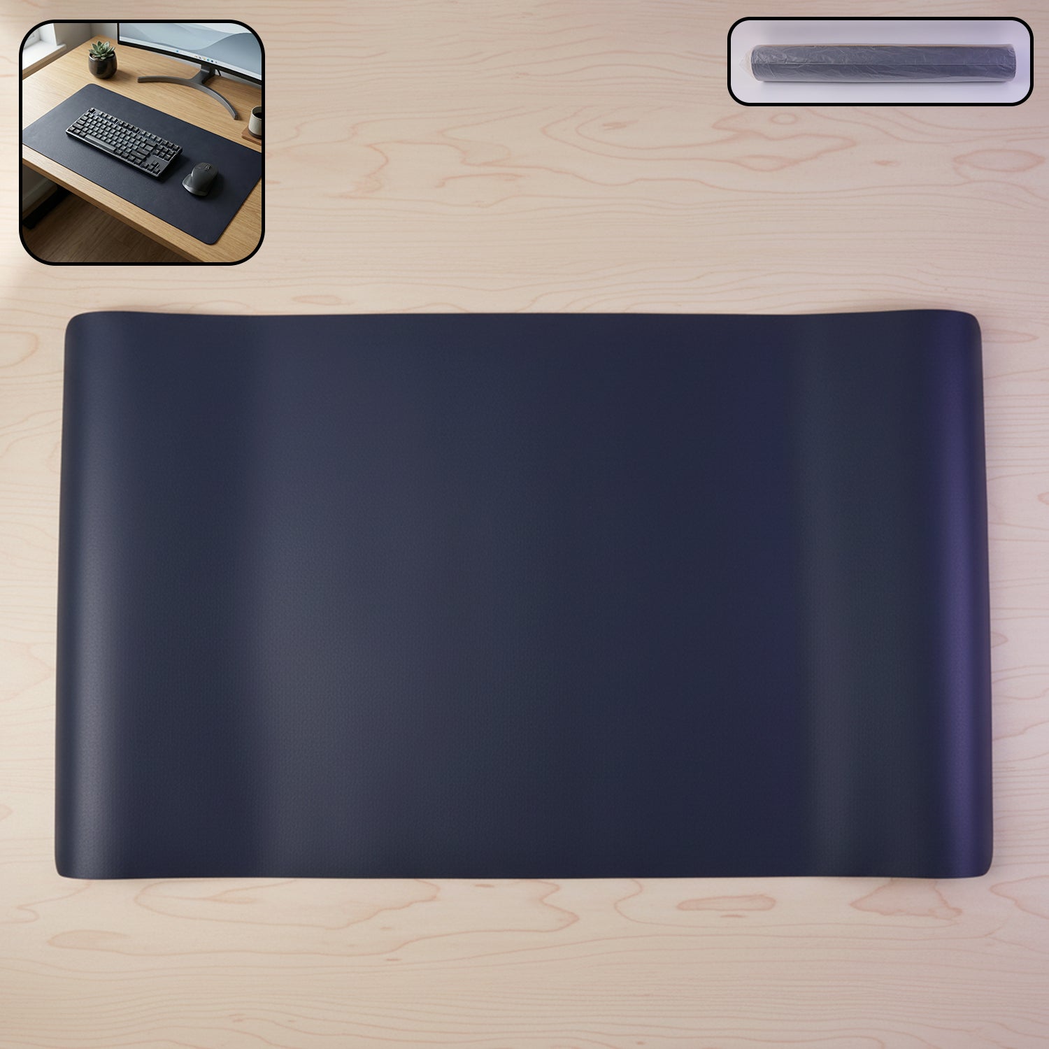 Large Wukusy premium desk mat mouse pad in black, 60x35 cm, with smooth surface and non-slip base for comfortable workspace.