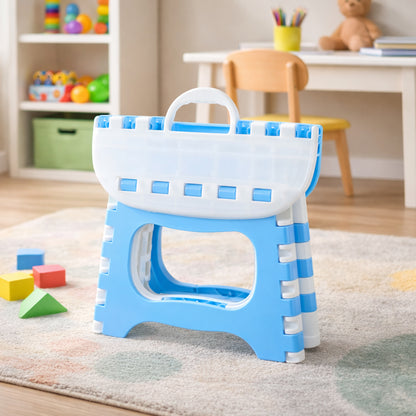 Foldable Wukusy multipurpose step stool with non-slip surface and compact design, suitable for reaching high shelves.