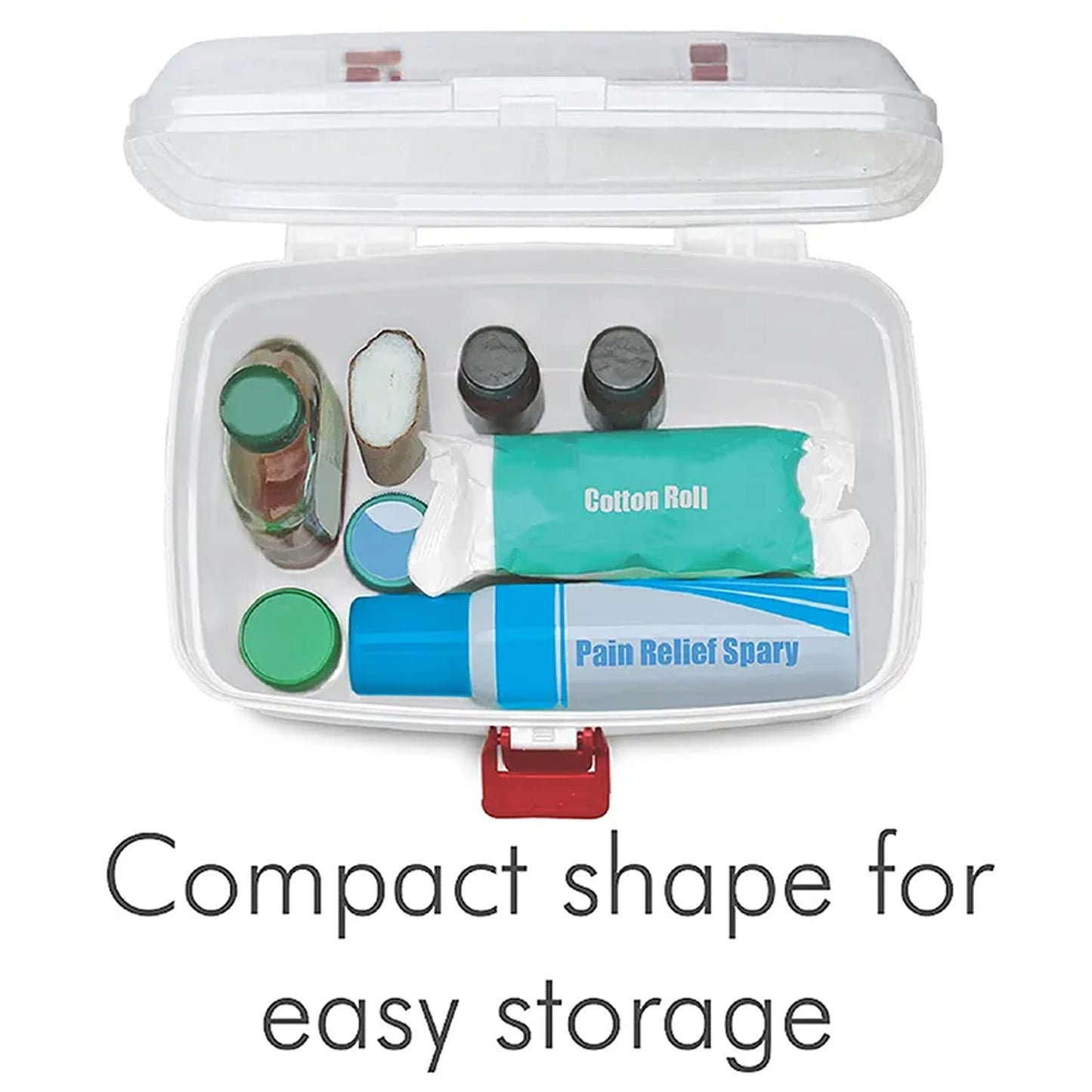 Wukusy 6412 medical box with handle, detachable tray, for storing medicines and first aid supplies indoors or outdoors.
