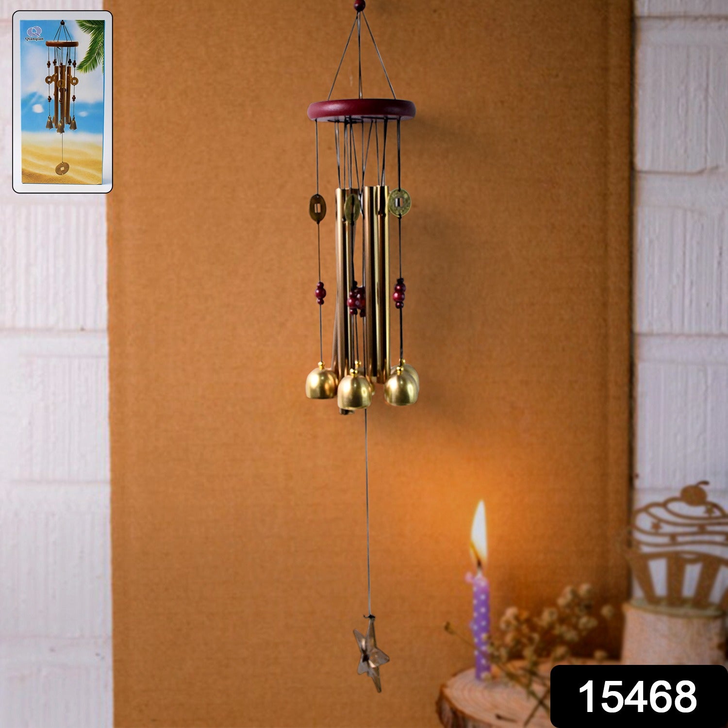 Wukusy outdoor hanging dragonfly wind chime with metal tubes and decorative dragonfly design for garden or patio decoration