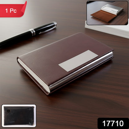 Wukusy premium executive business card holder for travel, stylish black leather with multiple card slots and sleek design.