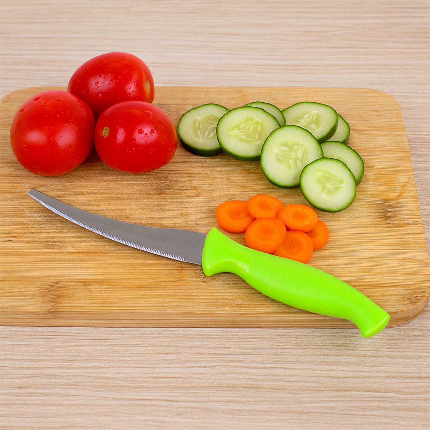 Wukusy premium multipurpose kitchen knife with soft ergonomic handle, ideal for slicing and chopping in home and kitchen tasks.