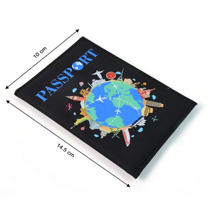 Ekom stylish printed passport holder cover with world map and landmark design, designed as a travel document organizer.