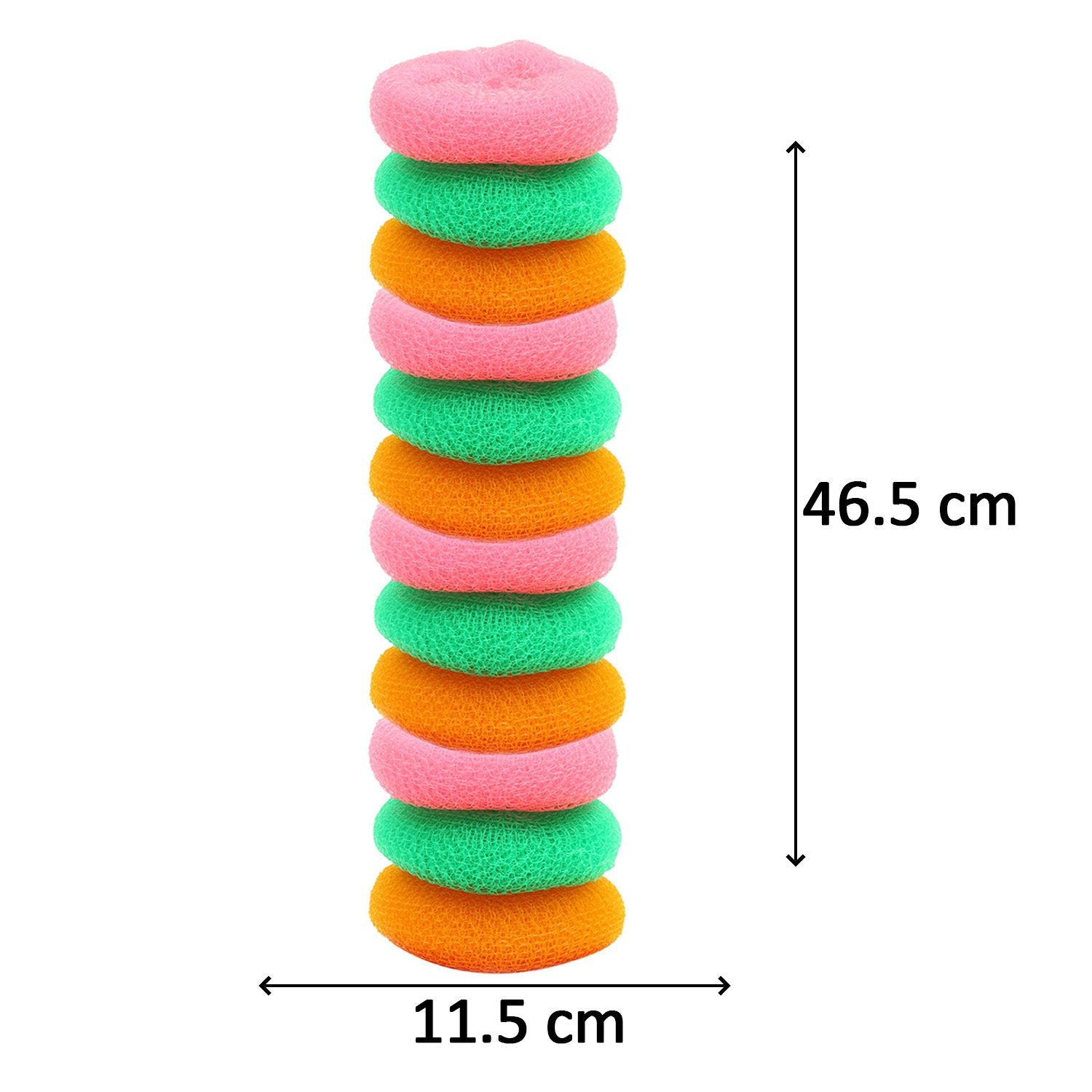 Set of 12 Wukusy plastic scrubbers with round nylon bristles for kitchen cleaning and scrubbing tasks.