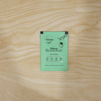 Wukusy makeup remover wet wipe for facial cleansing, showing the soft, moist wipe with gentle cleansing properties.