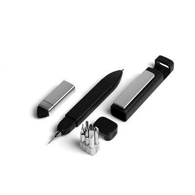 Wukusy 7470 pen-shaped phone holder with screwdriver set, multifunction tech tool with stylus, ballpoint pen, portable mobile device accessory
