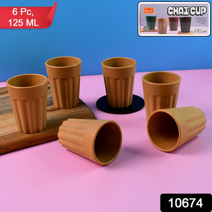 Set of six Wukusy Konvex Traditional Chai Cups, 125 ml each, ideal for serving tea in a stylish home and kitchen setting.