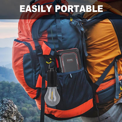 Wukusy rechargeable camping lantern with clip hook, featuring three LED lighting modes for tents, camping, hiking, and outdoor activities.