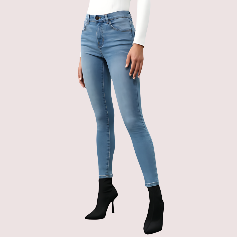 Slim fit skinny jeans for women by Snazzyway, stylish urban chic design, showcasing the fitted denim with five-pocket detail.