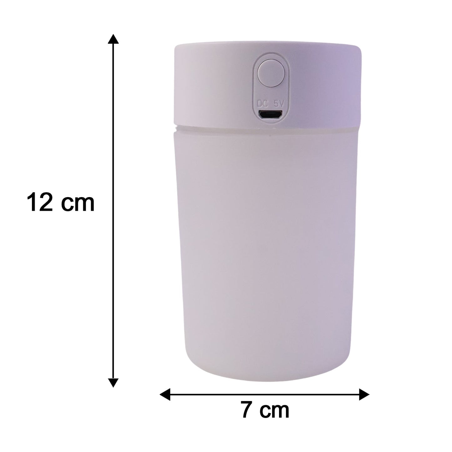 Wukusy mini portable USB humidifier with cool mist and LED light on a desktop, compact and lightweight air diffuser.