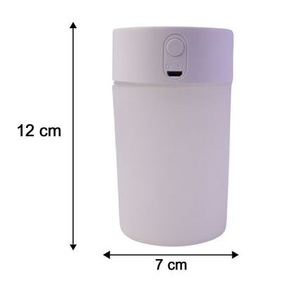 Wukusy mini portable USB humidifier with cool mist and LED light on a desktop, compact and lightweight air diffuser.