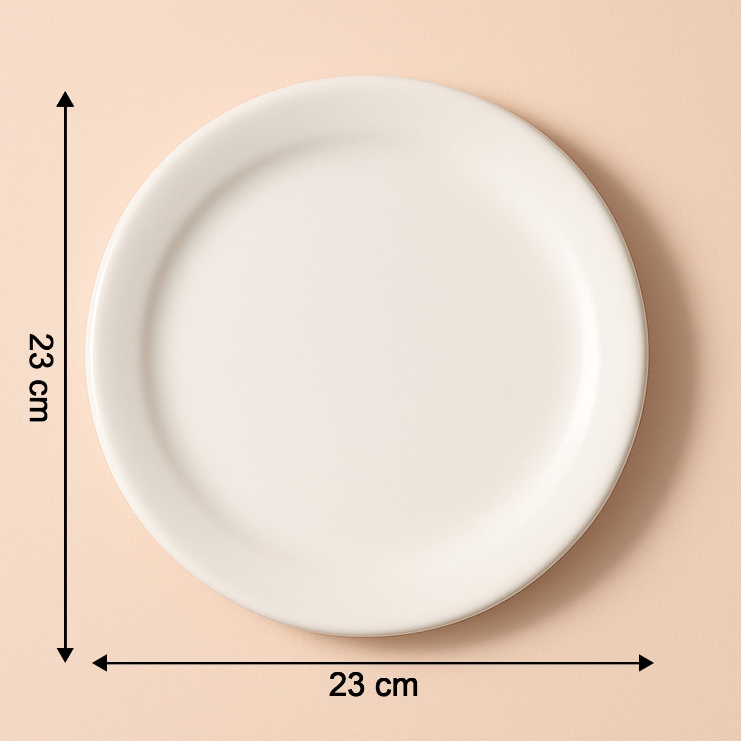 Wukusy plastic round dinner serving plate, 23 cm, with a smooth surface, suitable for home and kitchen use.