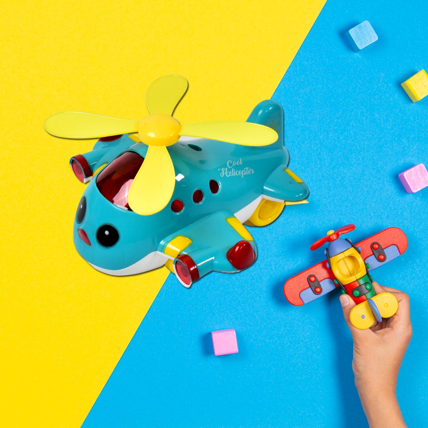 Wukusy helicopter airplane musical toy for toddlers with lights and moving parts, ideal for 6-18 months baby development and crawling.