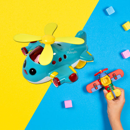 Wukusy helicopter airplane musical toy for toddlers with lights and moving parts, ideal for 6-18 months baby development and crawling.