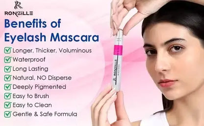Ekom 2-in-1 mascara for women, volumizing and lengthening, smudge-proof all-beauty mascara applied on eyelashes