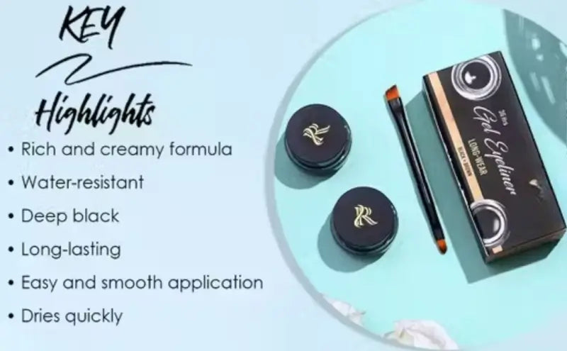 Ekom Gel Kajal & Eyeliner in black and brown, 6g, featuring smooth, creamy gel formula for defining eyes.