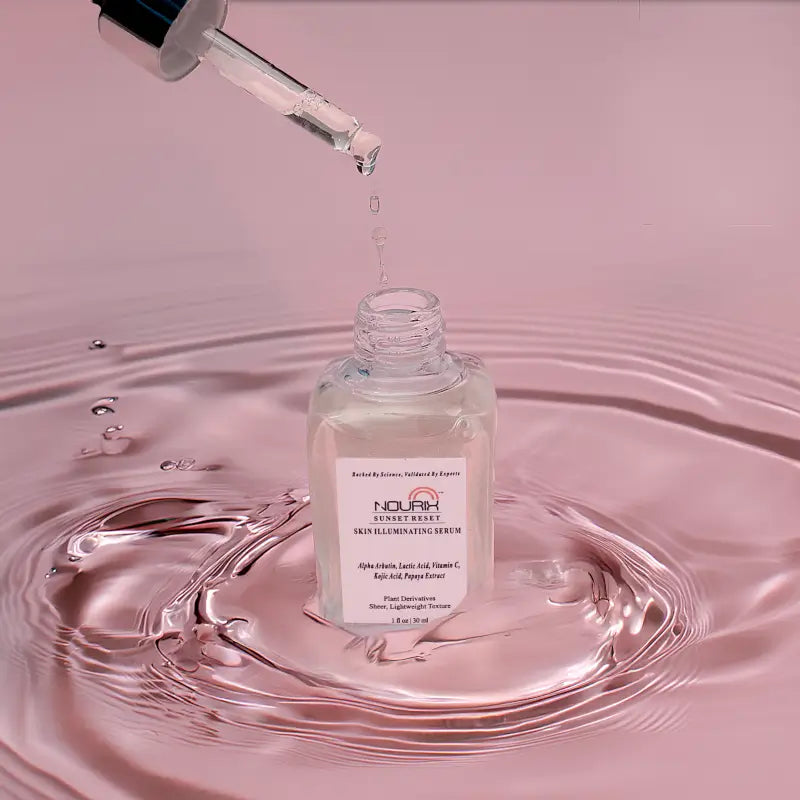 Ekom Nourix Sunset Reset Serum and Face Wash combo, all-in-one skincare set, featuring nourishing serum and gentle face wash.