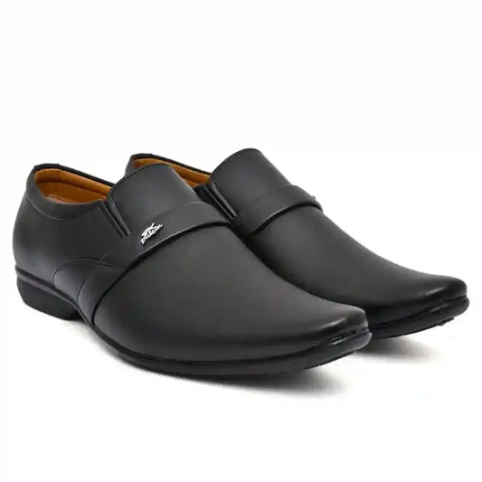 Black Ekom men's formal moccasin shoes, stylish office footwear for men and boys, designed for comfort and elegance.