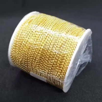 Golden ball chain for jewelry making, Ekom 10-meter decorative jewelry chain with shiny spherical beads.