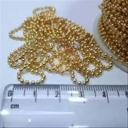Ekom 10-meter golden ball chain for jewelry making, decorative jewelry chain with shiny round beads.