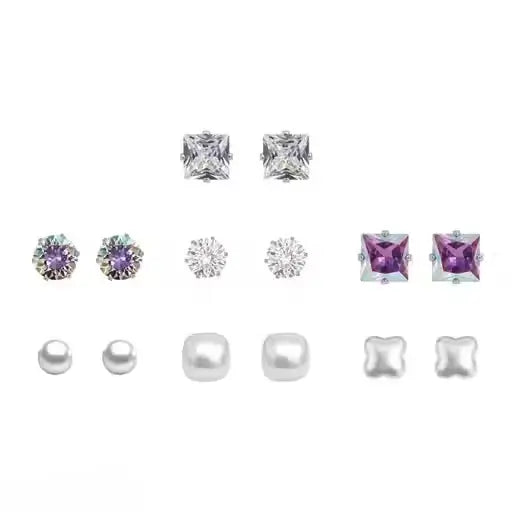 Ekom jewelry premium stud earrings set featuring elegant fashion jewelry with shiny, round stud earrings for women.