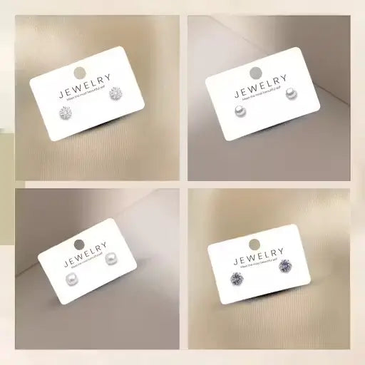 Ekom jewelry premium stud earrings set featuring elegant silver and gemstone designs, perfect for stylish fashion jewelry.