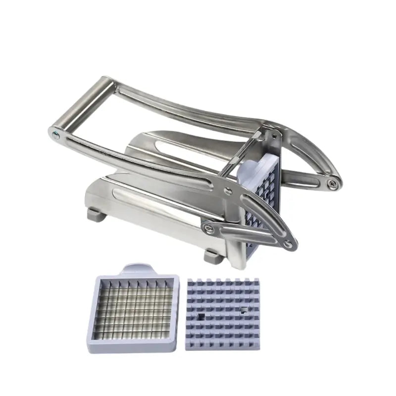 Ekom stainless steel French fries and vegetable cutter with potato chip slicer for kitchen and dining use.