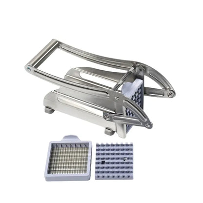 Ekom stainless steel French fries and vegetable cutter with potato chip slicer for kitchen and dining use.