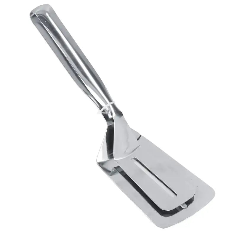 Ekom stainless steel multifunction cooking serving turner and food tongs with a steak clip clamp for BBQ and kitchen use