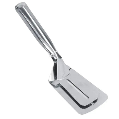 Ekom stainless steel multifunction cooking serving turner and food tongs with a steak clip clamp for BBQ and kitchen use