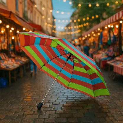 Ekom 3-fold sun and rain protective umbrella, solid design, foldable, suitable for lawn and garden use, in mix pattern.
