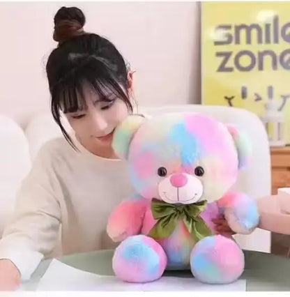 Ekom Cute Teddy Bear Rainbow 35 cm soft toy with multicolor plush, featuring a classic teddy bear design for children and plush toy collectors.