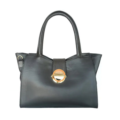 Ekom stylish black women's shoulder handbag made with vegan leather, featuring a sleek design for women and girls.
