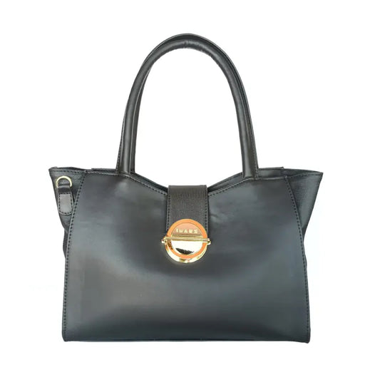 Ekom stylish black women's shoulder handbag made with vegan leather, featuring a sleek design for women and girls.