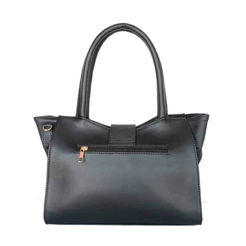 Black vegan leather shoulder handbag for women and girls by Ekom, stylish and spacious for everyday use