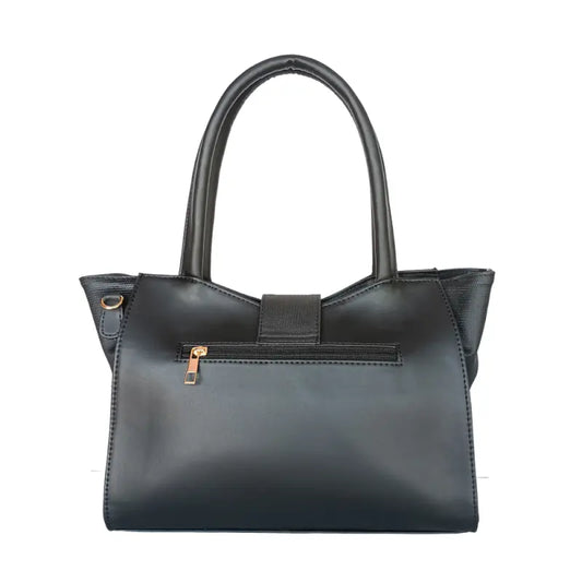 Black vegan leather shoulder handbag for women and girls by Ekom, stylish and spacious for everyday use