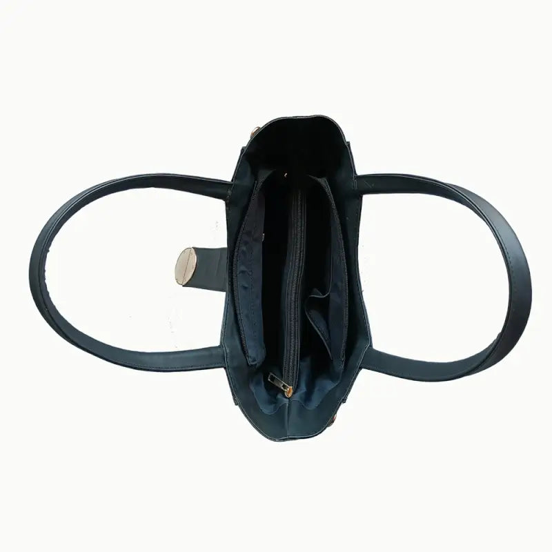 Black vegan leather shoulder handbag for women and girls by Ekom, stylish and versatile accessory for daily use