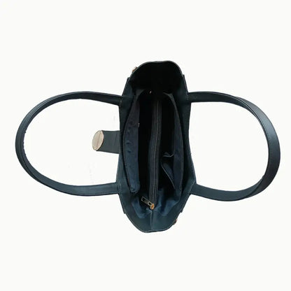 Black vegan leather shoulder handbag for women and girls by Ekom, stylish and versatile accessory for daily use