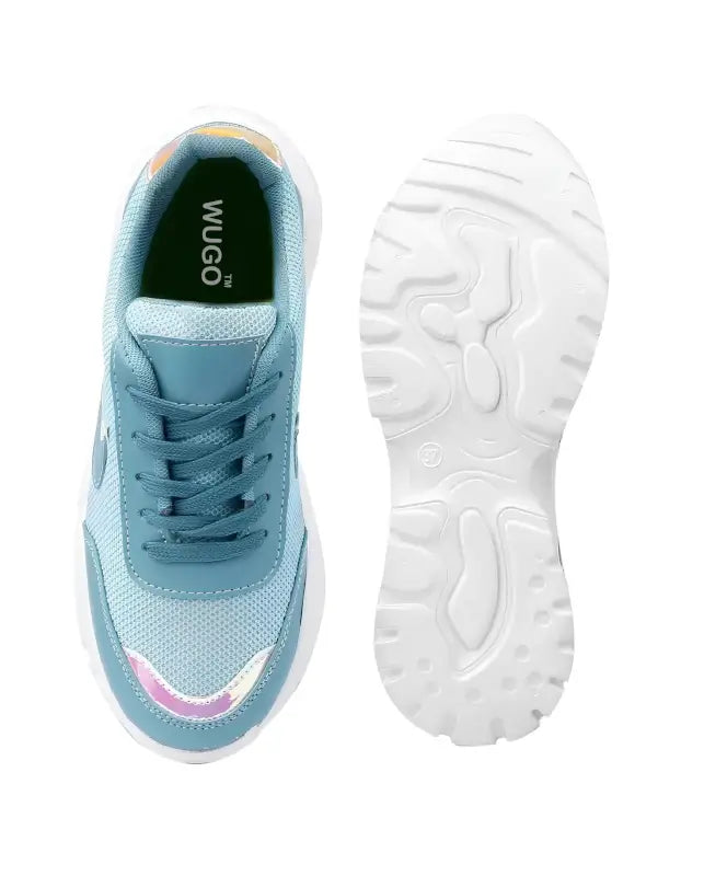 Ekom women's blue lightweight casual sneakers, stylish walking and gym shoes for girls and women, comfortable and trendy footwear.