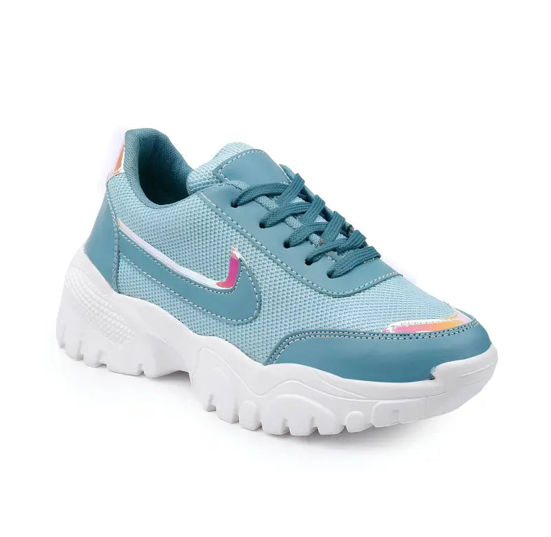 Ekom women's blue lightweight casual sneakers, stylish walking and gym shoes for girls and women, comfortable and trendy.