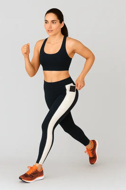 Blue Ekom women's stretchable yoga pants, comfortable sports leggings for daily gym wear and active lifestyle.