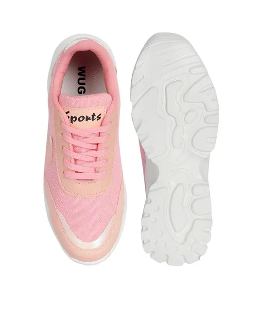 Ekom women's pink lightweight casual sneakers, stylish walking and gym shoes for girls and women, comfortable and trendy footwear