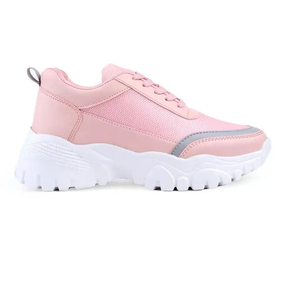 Ekom women's pink lightweight casual sneakers, stylish walking shoes ideal for gym and everyday wear.