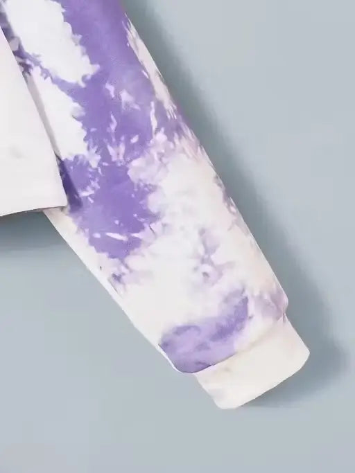 White long sleeve printed crop top hoodie for girls by Ekom, featuring a stylish design, perfect for kids' casual wear.
