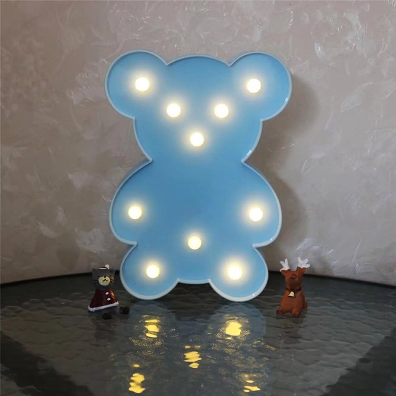 Wukusy teddy bear-shaped LED night light for home decor, soft glowing plush-style night light in a cozy teddy bear shape.