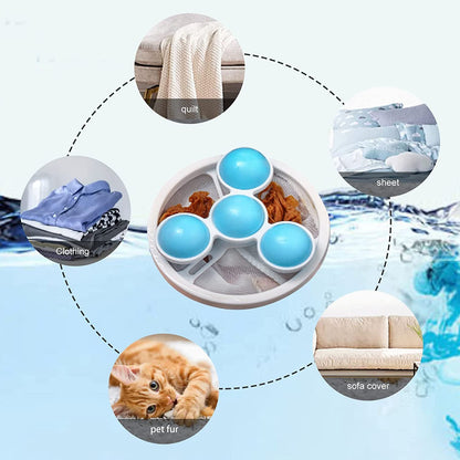 Wukusy laundry ball pet fur lint catcher in a mesh bag, reusable hair filter net for washing machine and dryer.