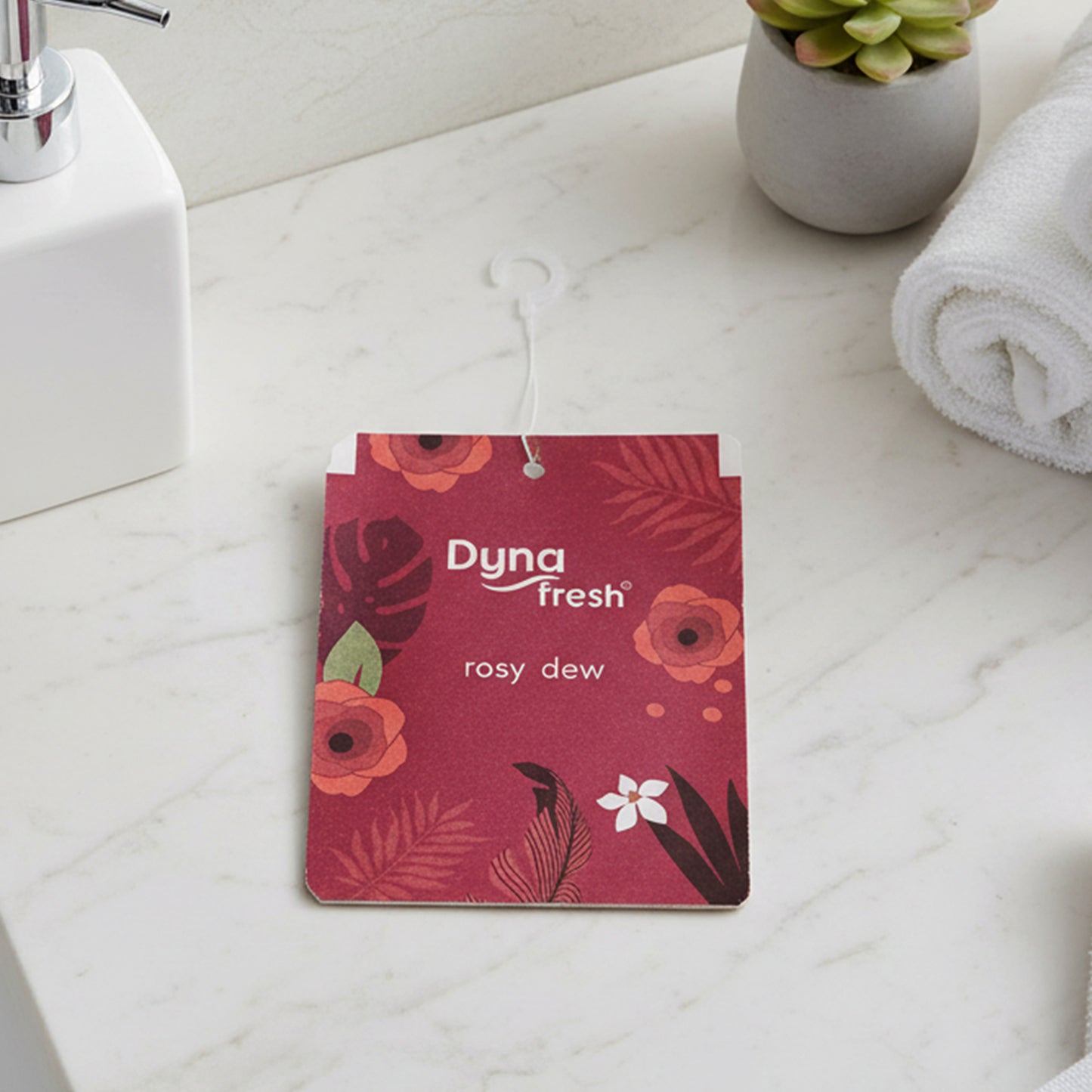 Wukusy Rosy Dew hanging air freshener gel in a 10g container, featuring a pink floral design for fresh, floral scent in the car or home.