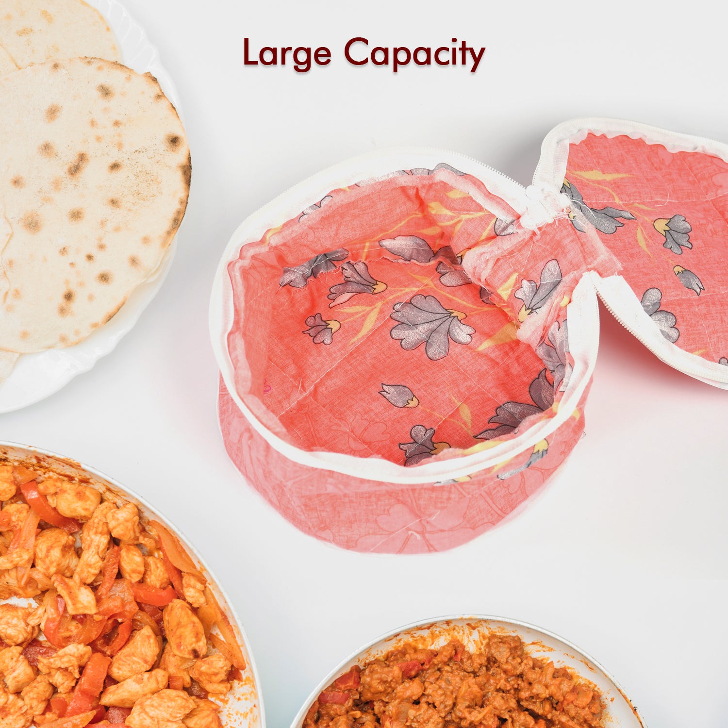Wukusy 5315 hot chapatti box with colorful cotton cloth, roti rumals, and casserole basket for home and kitchen use