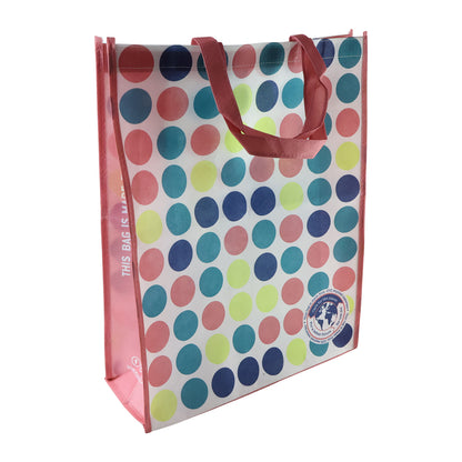 Large Wukusy printed carry hand bag, 50x41cm, with colorful floral design and sturdy handles for versatile use.