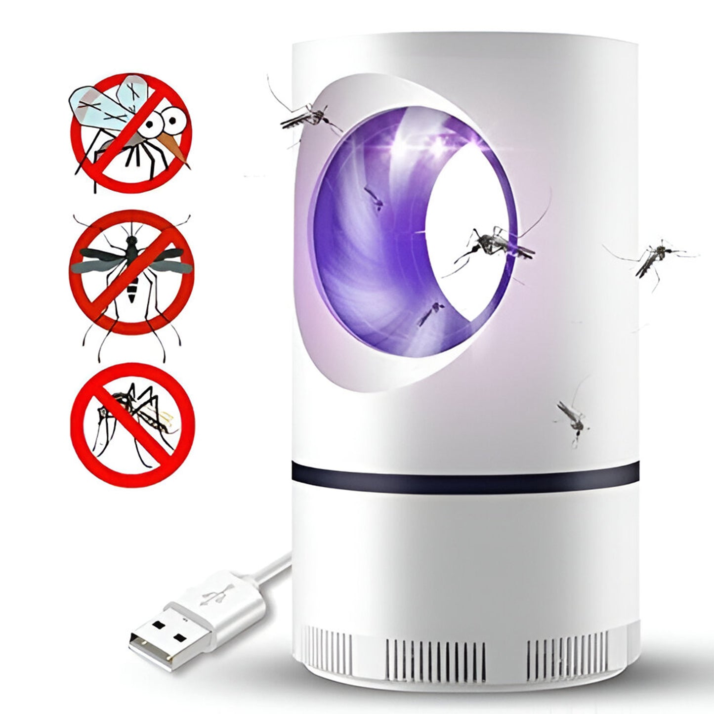 Wukusy electronic LED mosquito killer lamp for home insect control, eco-friendly electric insect trap on display rack.